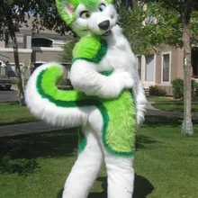 Прямая с фабрики зеленый husky fursuit маскарадный костюм плюшевый взрослый размер Хэллоуин Рождество карнавальные костюмы