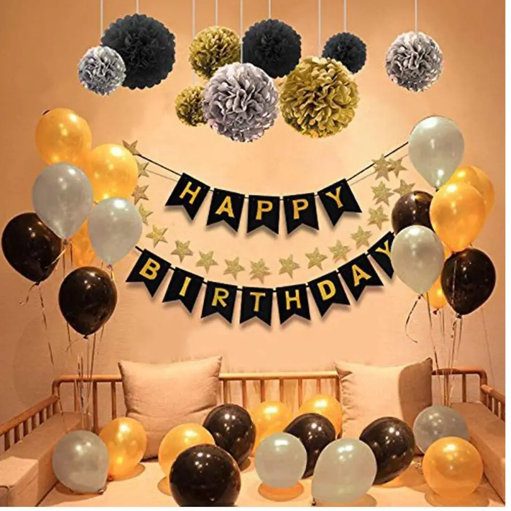 

45Pcs/Set Hanging Flower Ball Letter Banner Balloon Birthday Party Wedding Decor DIY Decorations