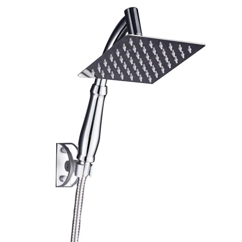 

8 inch Rainfall Shower Head High Pressure Saving Water Swivel Joint Square Sprayer with Bracket Holder Shower Hose