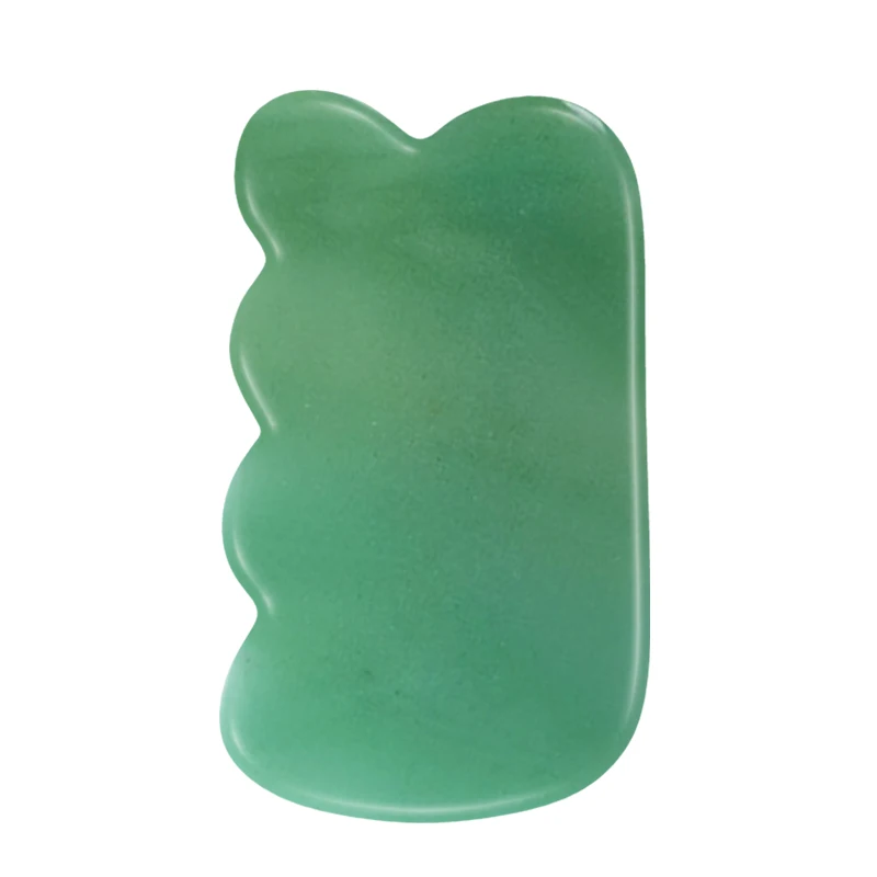 Прямая Jade Gua Sha массажер для лица Guasha натуральный зеленый нефрит соскабливающая доска Jade Guasha массажный инструмент Gua Sha камень - Цвет: Big-Wave