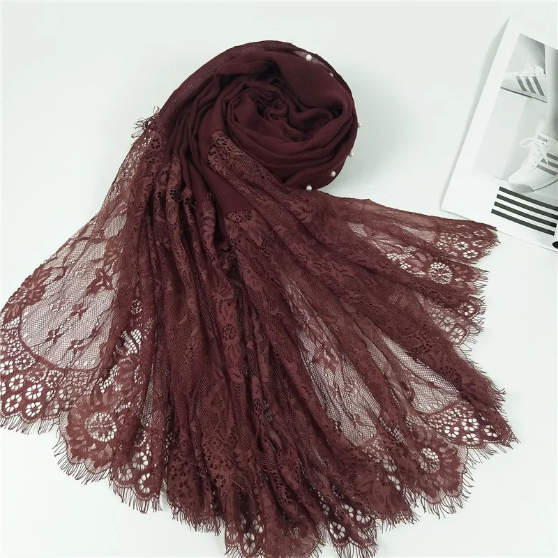 Мусульманский хиджаб шарф хлопок жемчуг шарфы для женщин Bufandas женский бренд Роскошный кашне, шаль исламский платок длинный шарф