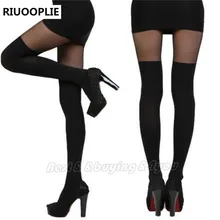 RIUOOPLIE/пикантные женские Соблазнительные колготки на подтяжках, колготки, чулки, черная кожа