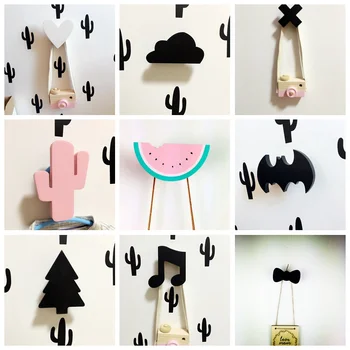 

B Ins Cloud tree note heart batman Wooden Clothes Hook For Kids Room Wall Decorate Children Room Friendly Hanger Hook