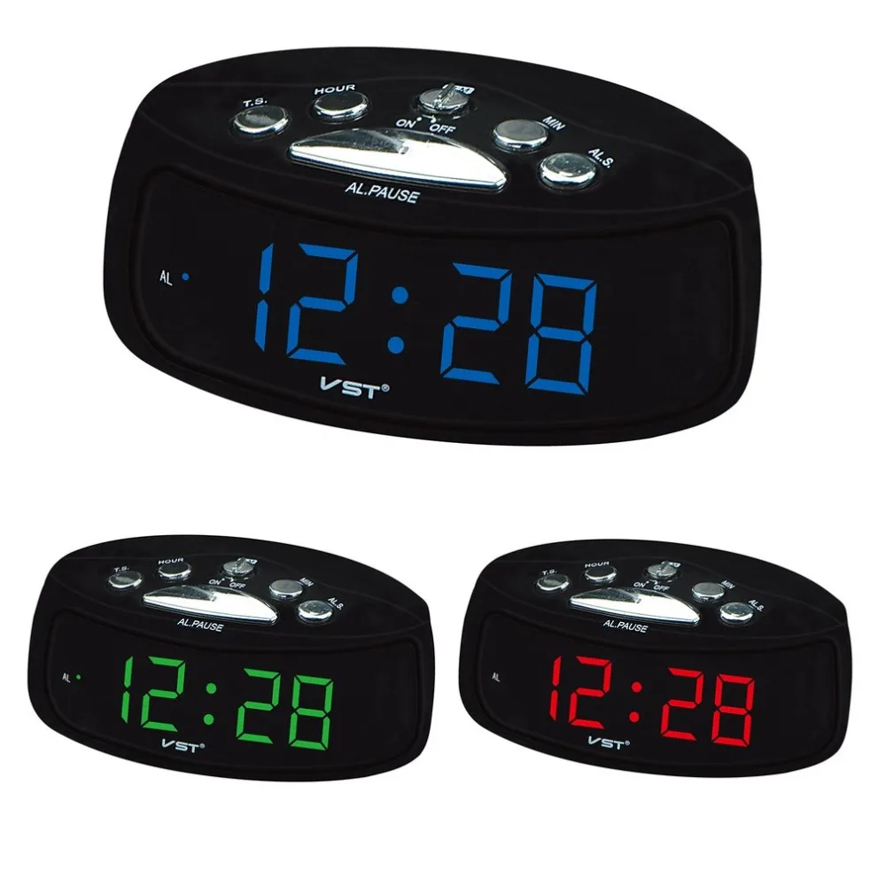 EU Plug 0.9 Inch Large Display LED Alarm Digital Clock Electronic