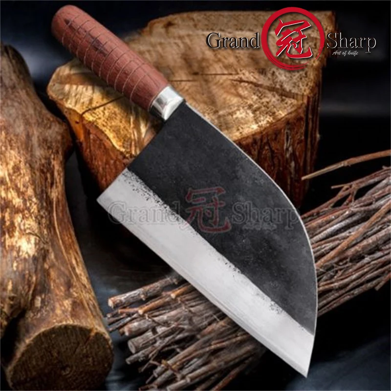 7.8 Inch Handmade Forged Chef Traditional Chinese Forged Cleaver Chef Kitchen Knives Prefessional Meat Vegetables Slicing Tools 7.8 Inch Handmade Forged Chef Traditional Chinese Forged Cleaver Chef Kitchen Knives Prefessional Meat Vegetables Slicing Tools