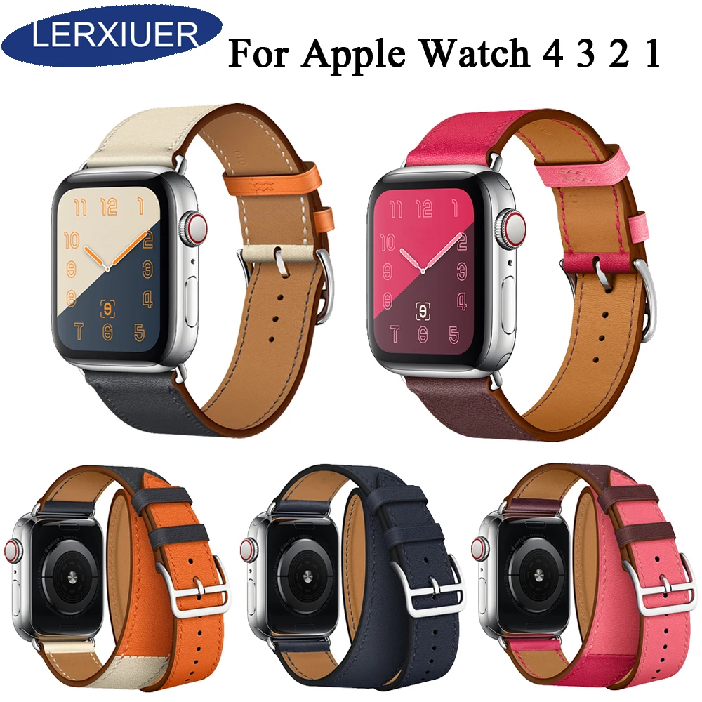 

Strap for apple watch 4 3 42mm 44mm iWatch Band 38mm 40mm Genuine Leather Single tour bracelet wrist watchband watch accessories