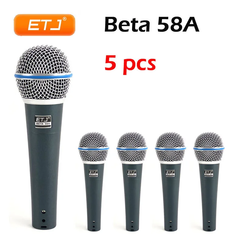

ETJ Microphone 5 Pcs Beta58A High Quality Karaoke Wired Microphone Dynamic KTV Microphones
