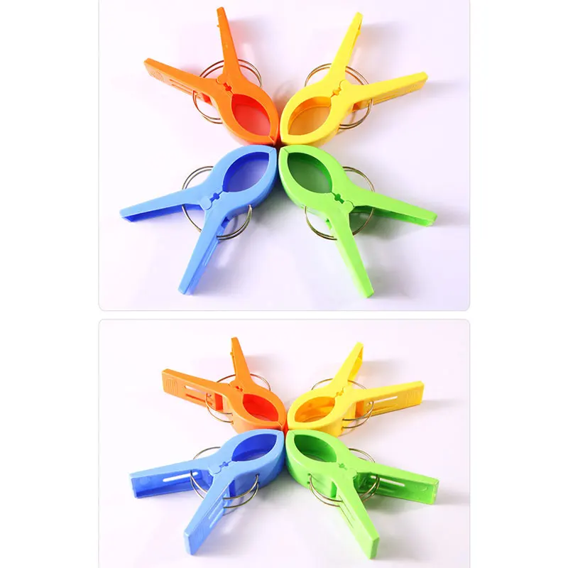 

4Pcs Stronging Plastic Color Clips Beach Towel Clamp Large Lounger Holder Clamp Clothes Pegs Drying Racks Retaining Clip