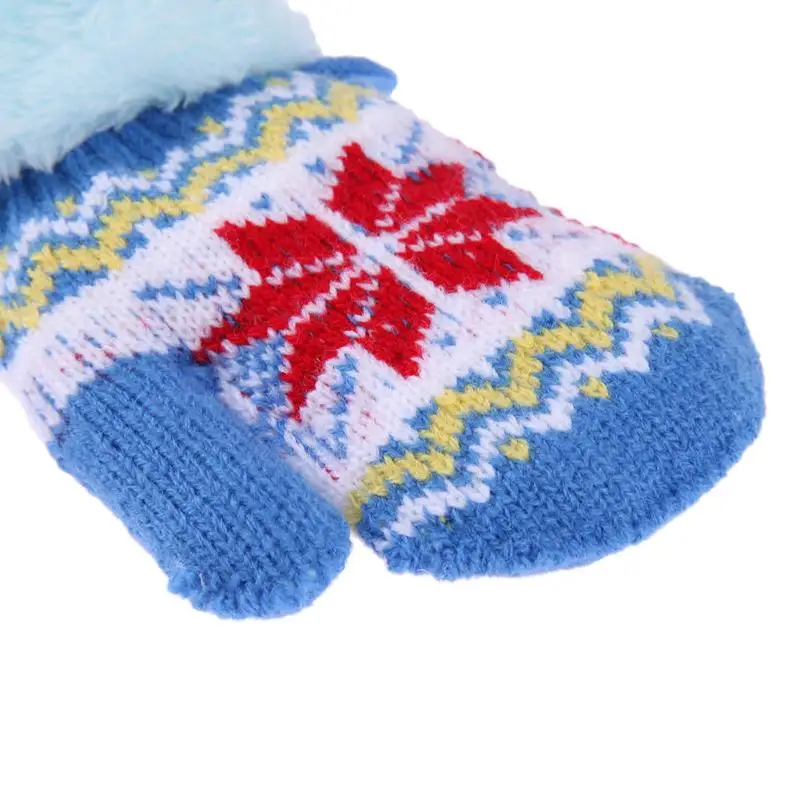 Детские перчатки, теплые зимние детские вязаные эластичные варежки для маленьких девочек, утолщенные лыжные повседневные варежки на полный палец, перчатки