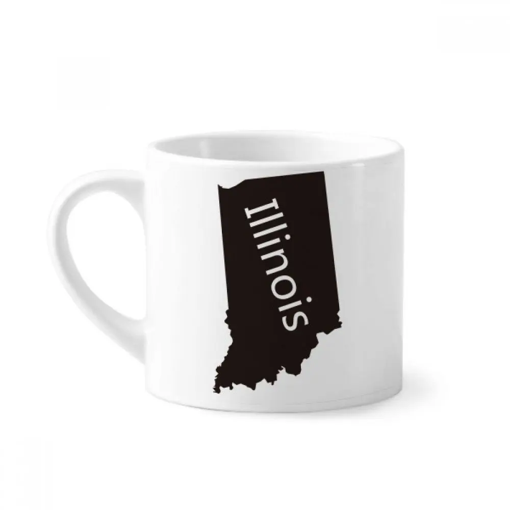 

Illinois America USA Map Silhouette Mini Coffee Mug White Pottery Ceramic Cup With Handle 6oz Gift