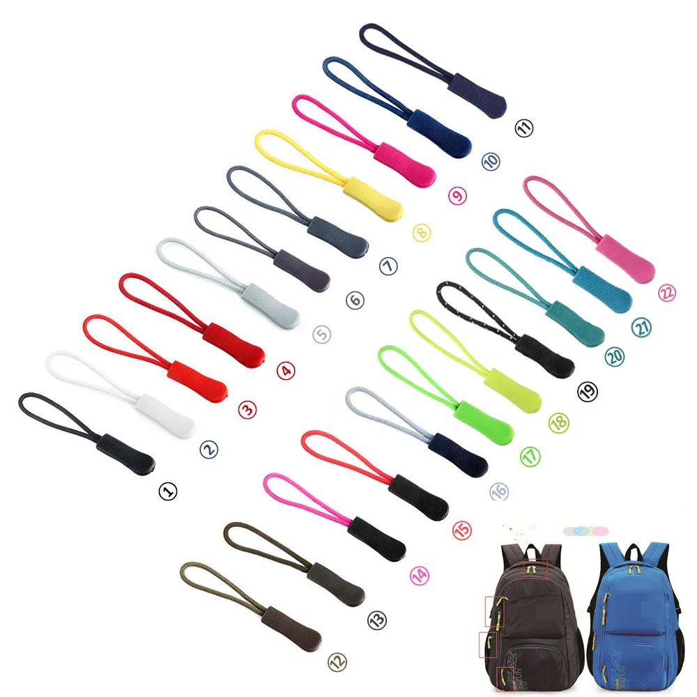 

10pcs Zipper Pull Puller End Fit Rope Tag Fixer Zip Cord Tab Replacement Clip Broken Buckle for Sewing Clothes Travel Bags