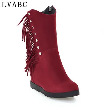 

Ankle Boots Autumn And Winter Fashion new Korean version of the matte fringed boots Plus Size 31-43 2019 New Women's rivet Boots