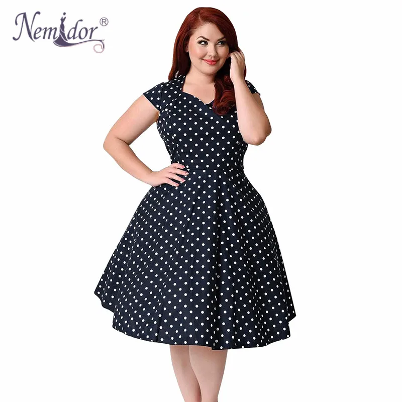 Nemidor Plus_Size_1950s_Style_Polka_Dot_Swing_Dress  (1)