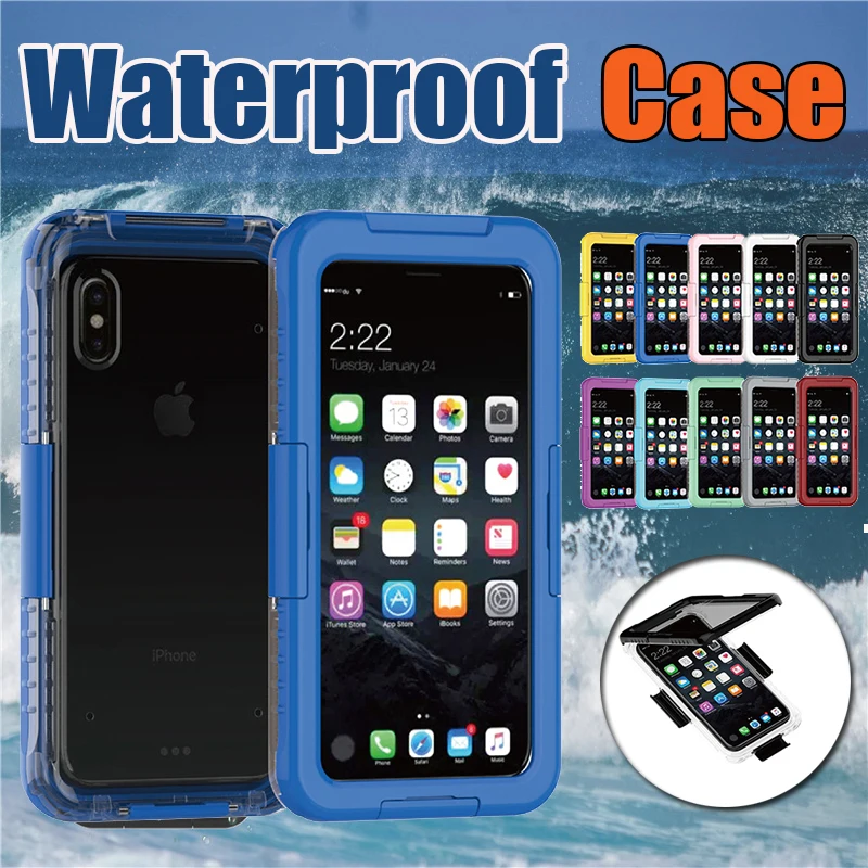 

Swimming Diving Underwater Full Protective Cover For iPhone X 8 7 6 Plus Hybrid PC+TPU Heavy Duty Water Resistant Sport Bag Case