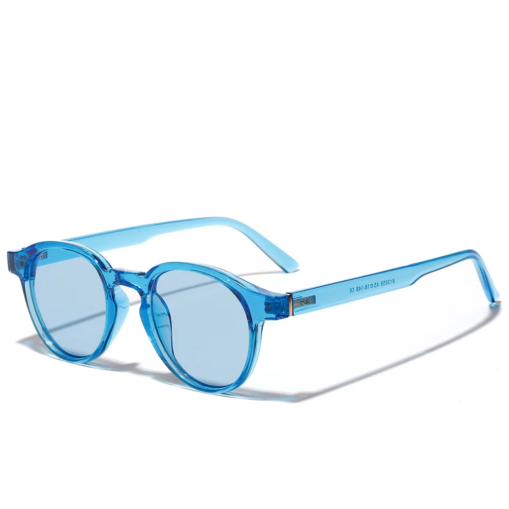 OVZA Новые овальные брендовые дизайнерские женские солнцезащитные очки мужские модные очки полупрозрачная оправа ультралегкий S7068 - Цвет линз: Синий
