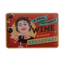 Еды без вина металлические знаки олова пластина домашний бар паб Кухня декор стен для дома, 20x30 см