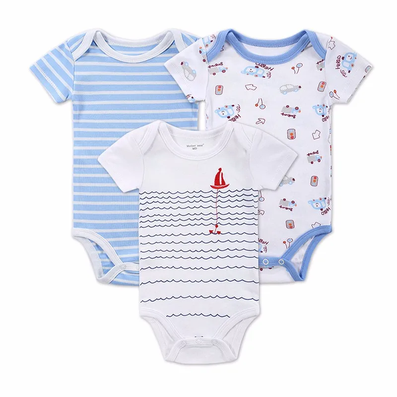 3 PCSLOT Baby Boy Clothes Newborn Baby Bodysuit Short Sleeved Cotton Baby Romper Toddler Underwear Infant Clothing Baby Outfit (9)