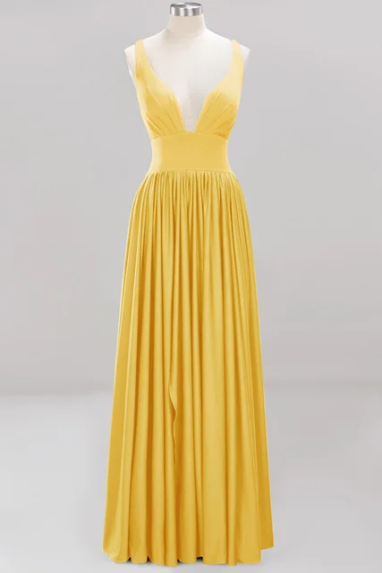 34 цвета цена оптовой продажи атласные платья свидетельницы Для женщин Сексуальная рукавов Длинные свадебные платья Robe demoiselle d'honneur - Цвет: yellow