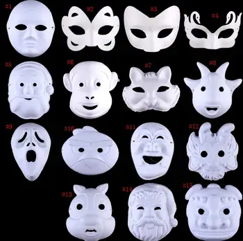 

White Half Face Mask Halloween blank paper ball Hand painted mask DIY pulp Hip-Hop Hand-painted street dancing 500pcs/lot SN573