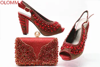 

OLOMM Ladies Shoes with Matching Bags Set Shoe and Matching Bag for Nigeria Party African Wedding Shoes and Bag Sets! WRP1-10