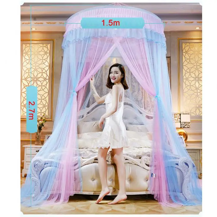 Newly Round Lace High Density Princess Bed Nets Curtain Dome Princess Queen Canopy Mosquito Nets