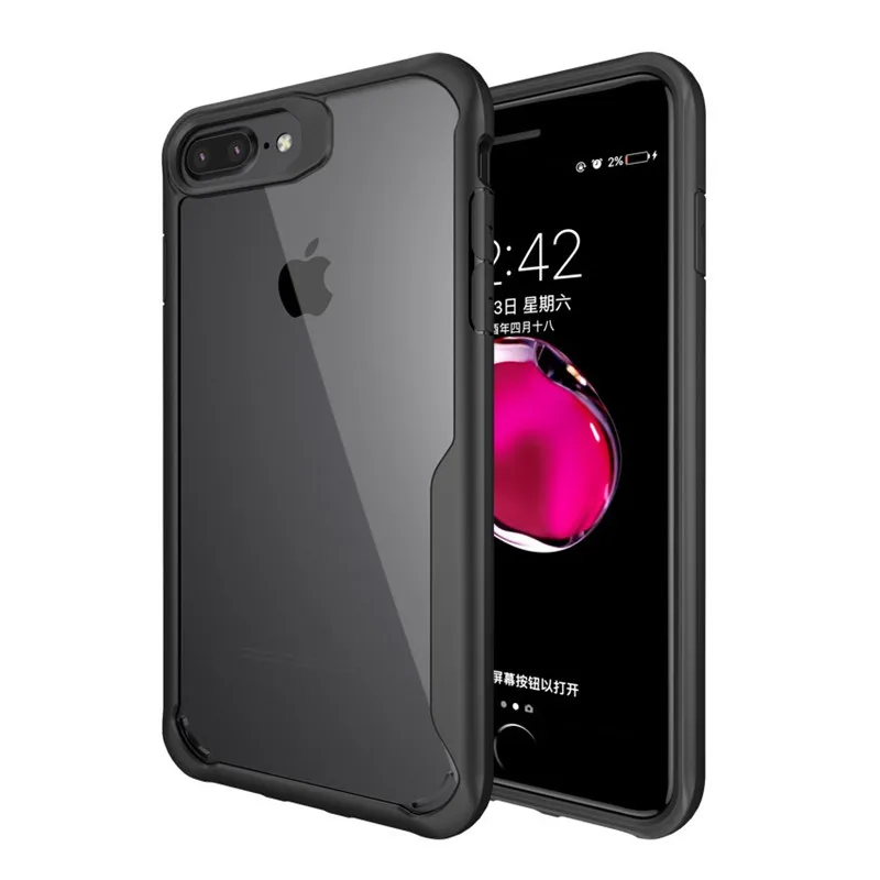 

Luxury Cases For iPhone 7 Plus Case Transparent Soft Edge Clear Hard Back Cover For iPhone 8 Plus 7 8 Shell Phone Cases EEMIA