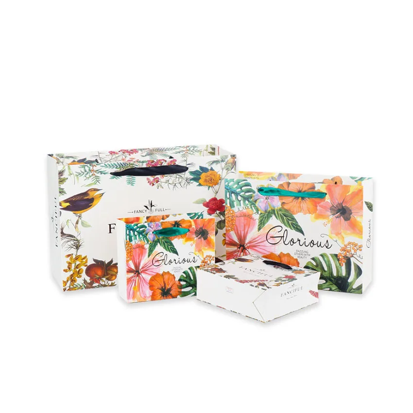 

10Pcs/lot Retro Forest Rich Bird Flamingo Handbag with Rope Multifuntion Festival gift bag with Handles Party Supply