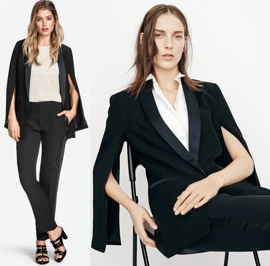 Slit Sleeve Tuxedo Blazer Loose Fit 