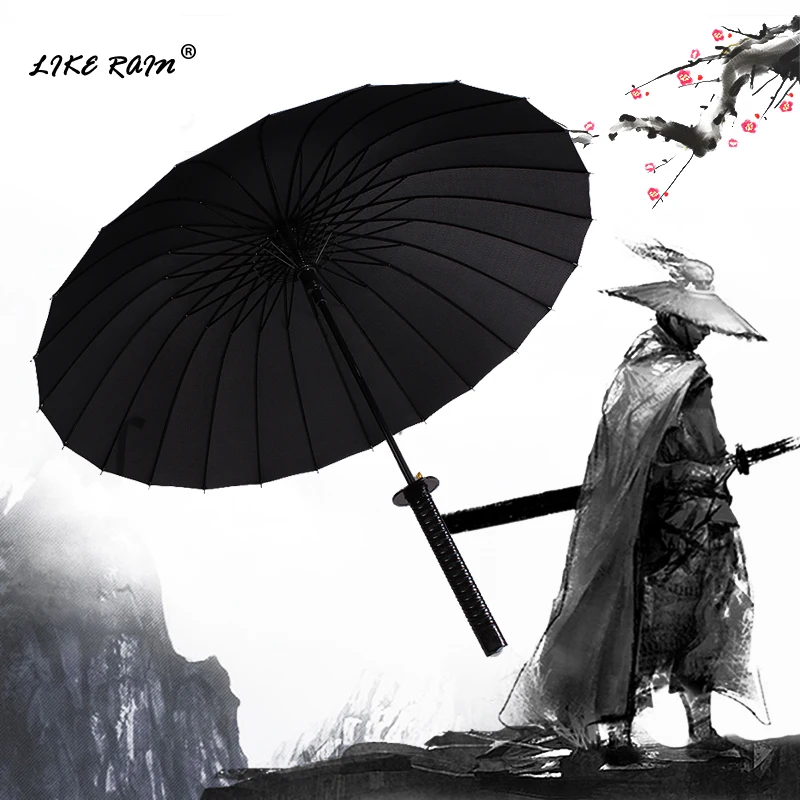 

LIKE RAIN Brand Japanese Samurai Umbrella Ninja Sword Umbrella Rain Women Long Handle Semi Automatic Windproof Umbrellas UBY49