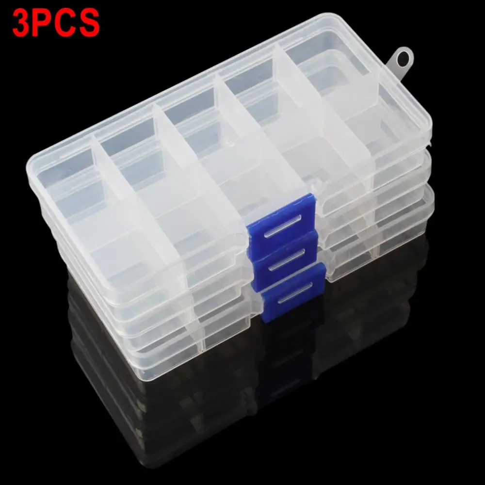 3pcs/lot Simple 3 Set X 10 Compartment Small Organiser Storage Plastic Box  Craft Nail Fuse Beads - AliExpress