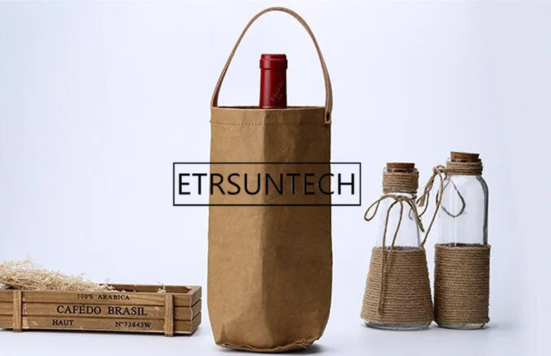 20 шт, сумка для вина в скандинавском стиле, многоразовые бумажные сумки для вина из крафт-бумаги, сумки для хранения бутылок шампанского, моющиеся сумки для хранения крафт-бумаги