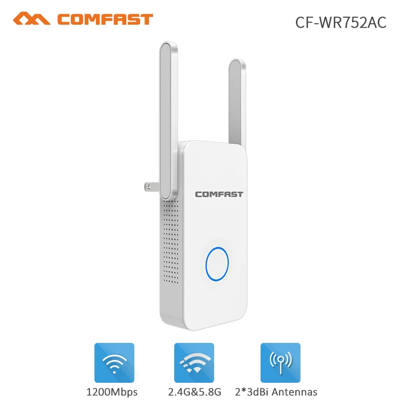 

Powerful 1200M 2.4GHz 5GHz Dual Band AP Wireless wifi Repeater Range AC Extender Repeater Router 2*3dbi External Antennas Amplie