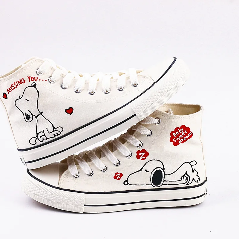 

New 2018 Spring Autumn Women Hand Painted Canvas Shoes Lazy Cat High Help Colored Drawing Casual Shoes Academy Sport Loafers
