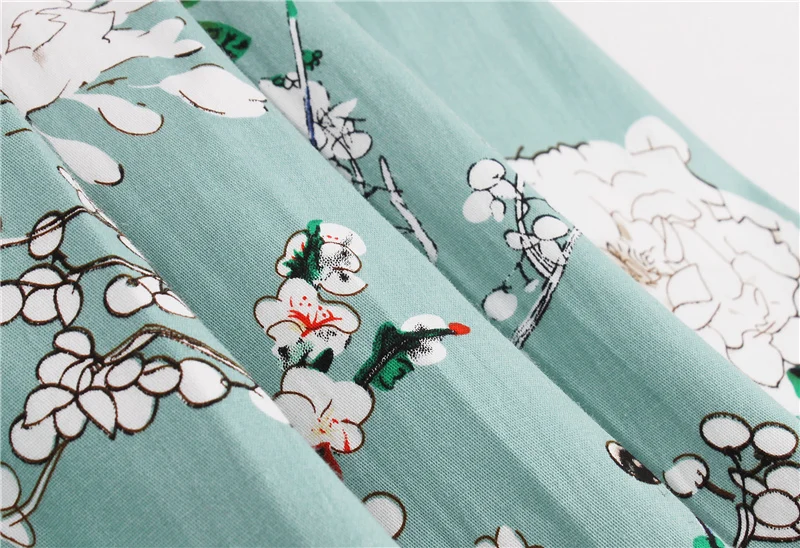 Kostlish Brand 2017 New Summer Dress Women Short Sleeve Slim 50s 60s Vintage Dress Elegant Print Swing Rockabilly Party Dresses (23)