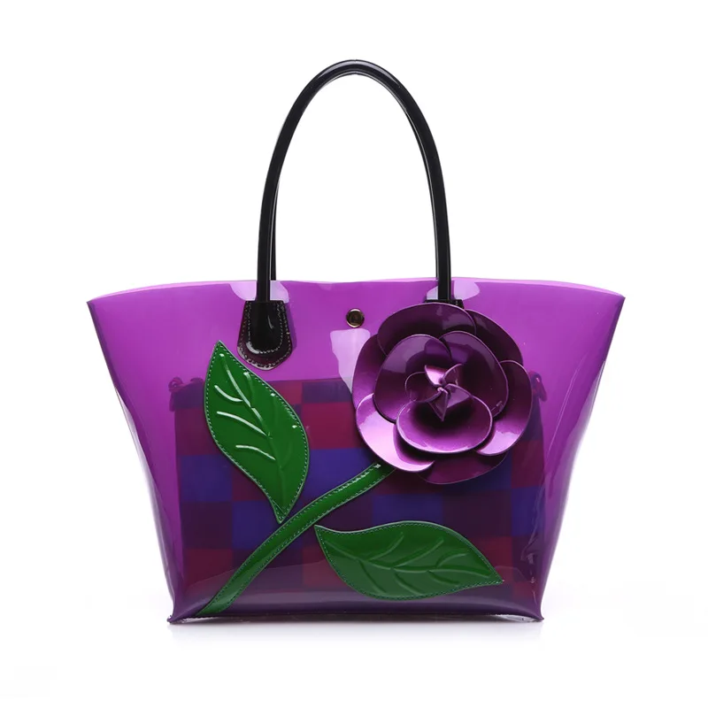 

2017 New Arrival Women Transparent Flora Pvc Composite Bag Female Colorful Large Capacity Pudding Crystal Lady Tote Handbag