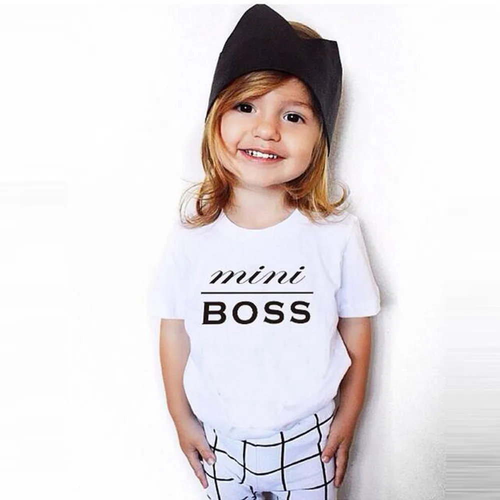 

MUQGEW Kids T-Shirts MINI BOSS Short Sleeve Letter Print T shirt Tops Outfits Top For Kids Summer Cotton Blusa Menina Q06