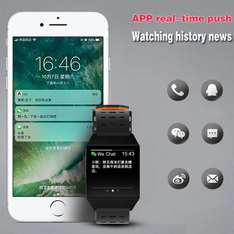 Wearpai W1C квадратные часы led сенсорный экран для сердечного ритма Мониторинг