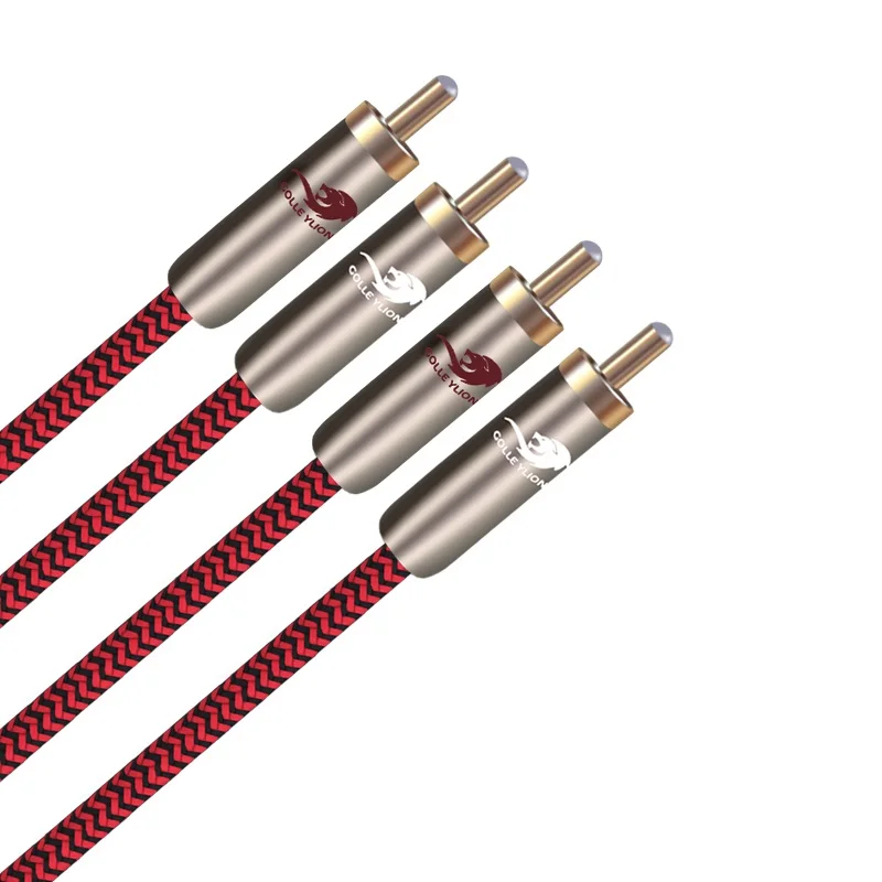 

1M Audiophile Audio Cable 2 RCA to 2 RCA Shielding Cable with Ferrite Bead 7.2mm 24K gold-plated conmector OFC conductor