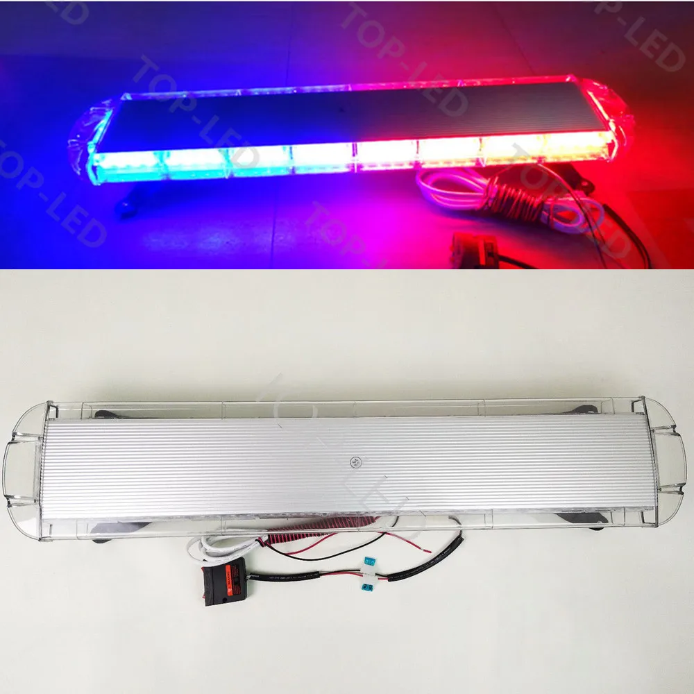 38/" 72LED Car Emergency Warning Solid Roof Plow Tow Strobe Light Bar Amber White