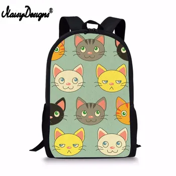 

NOISYDESIGNS Girls School Bags for Women Funny Cat Print Teenagers Primary Student Backpacks Kids Cute Bag Infantil Rucksacks