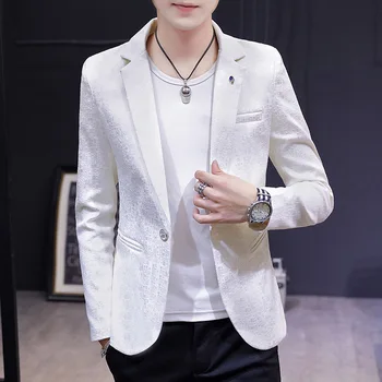 

Spring Clothes 2019 Mens Casual Coat Blazer Glitter Costume Dress Red Men Slim Fit Dress Single Button Velvet Thin Blazers Suits