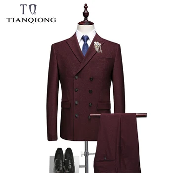 

Double Breasted Men Suit 2019 Latest Coat Pant Designs Suit for Wedding Groom Slim Fit Tuxedo Jacket Mens Business Formal Suits