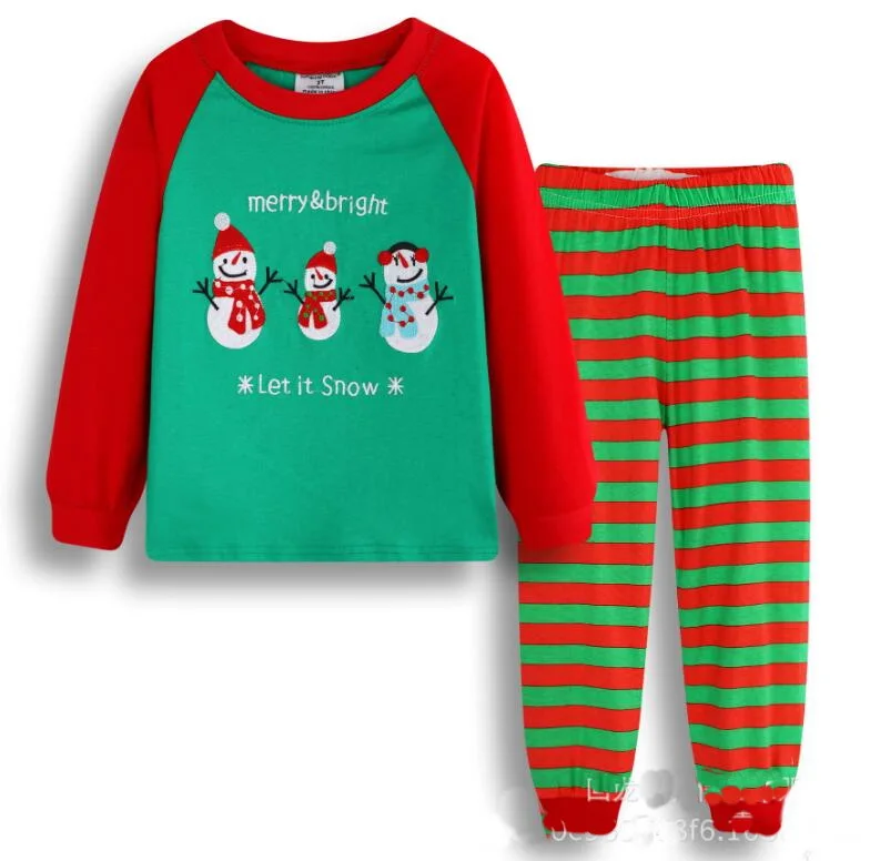 Снеговиком, пижамный комплект с героями мультфильмов; с рисунком оленя Рождественский Санта год для маленьких мальчиков и девочек пижама, одежда для сна для детей, Костюмы