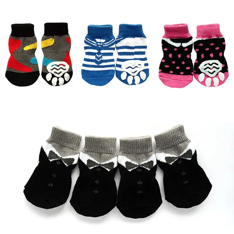 

Dog Sock Cute Puppy Dogs Pet Knits Socks Anti Slip Skid Bottom Random Color 4 Pcs/ Set Sock For Dog