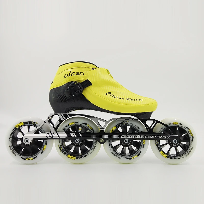 المهنية سرعة التزلج أحذية الرجال/النساء الأحذية ألياف الكربون الأسود الأسطوانة الزلاجات مضمنة تزلج 4 كبيرة جولة Patiens السيراميك