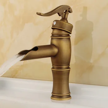

Retro Basin Faucet Antique Single Handle Single Hole Short Faucet Traditional Bronze Above Counter Basin Hot and Cold Faucet