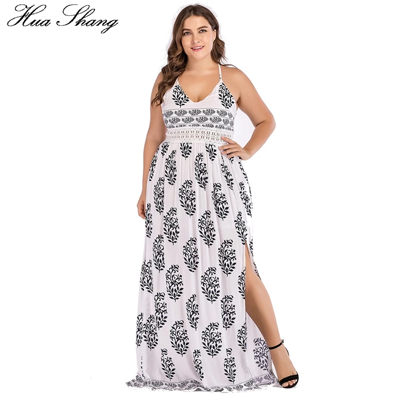 Buy Plus Size Summer Beach Dress 2018 Women V Neck Sleeveless Floral Print