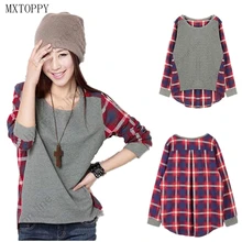 2017 Plaid Sweatshirt Autumn Long Sleeve Casual Suit Women Short Hoody Casual Hoodies Pullover XXL