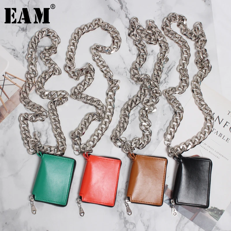 

[EAM] 2019 New Spring Summer Pu Leather Mini-bag Chain Split Joint Personality Women Accessories Fashion Tide All-match JW295