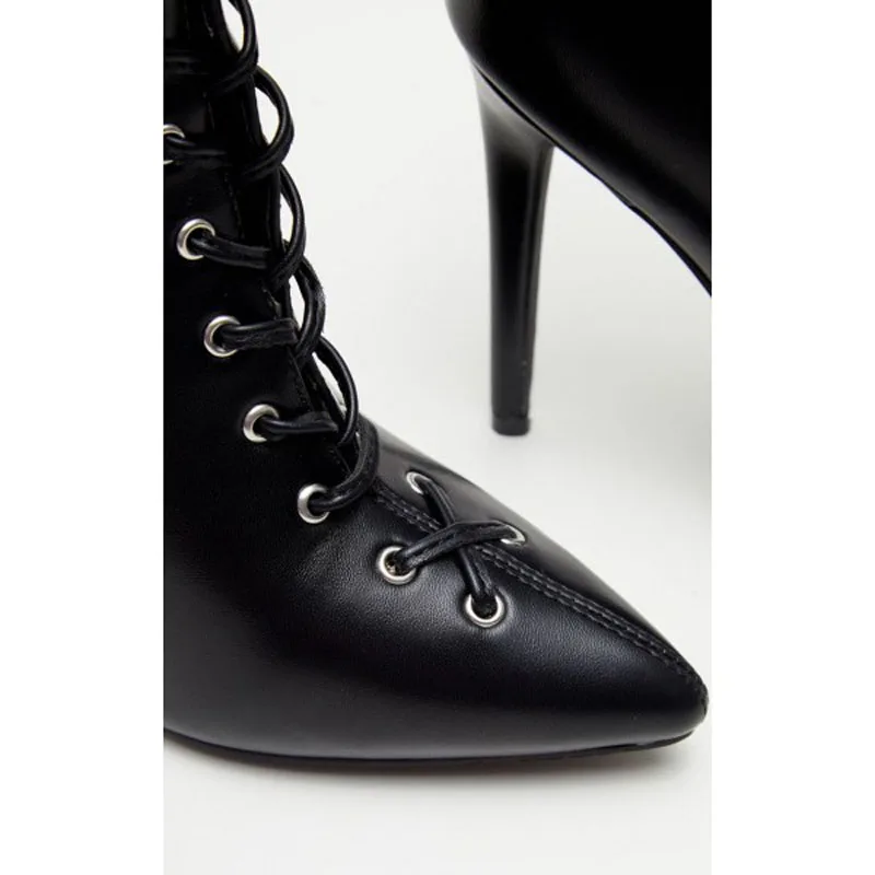 black_vegan_leather_lace_up_boots_pointy_toe_ankle_boots_3_
